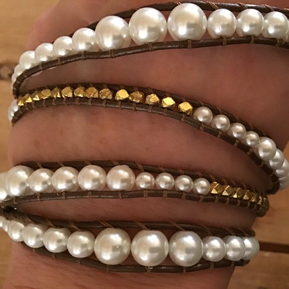 Pearl & Leather BoHo Wrap Bracelet - Picture 4 of 5